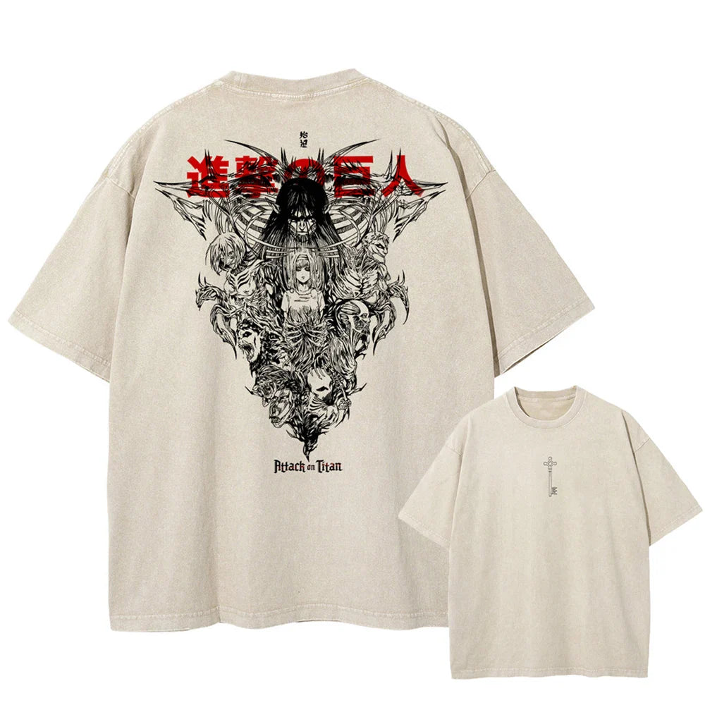 Attack on Titan Eren Titan King Oversized Vintage T-Shirt