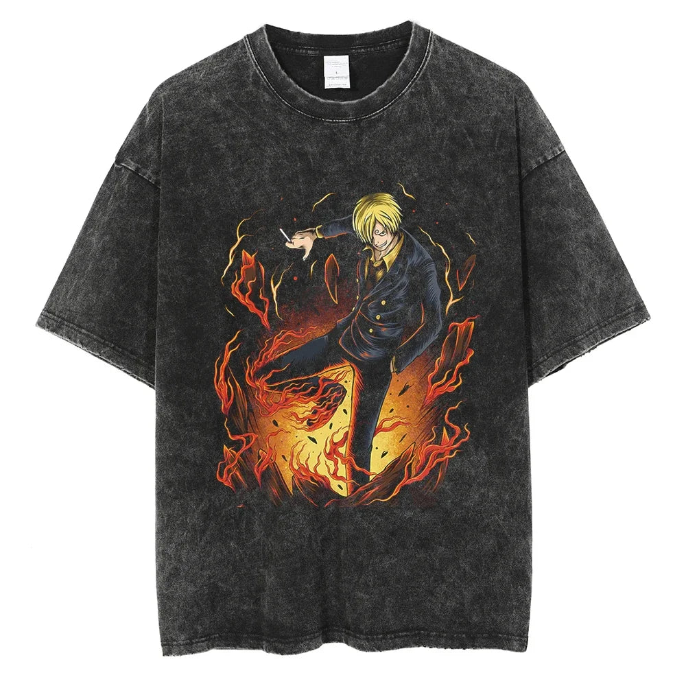 One Piece Sanji Smoking Slickster Vintage T-Shirt