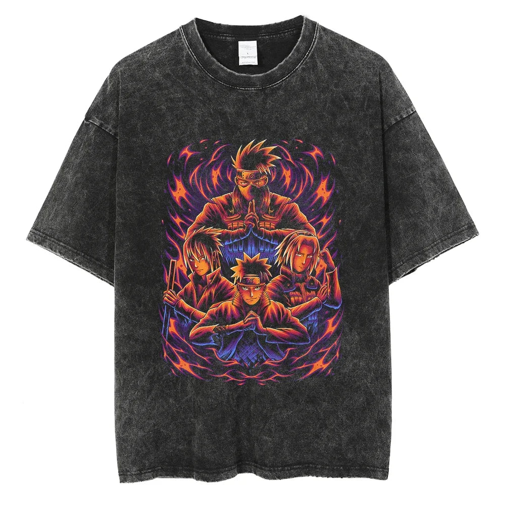 Naruto Team 7 Shinobi Squad Oversized Vintage T-Shirt