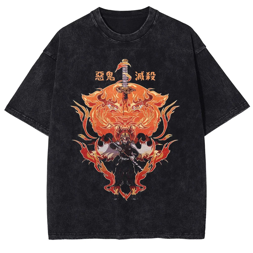 Demon Slayer Rengoku's Flame Oversized Vintage T-Shirt