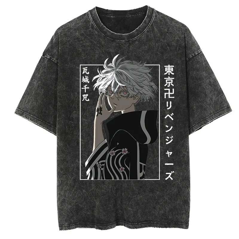 Tokyo Revengers Senju Striped Warrior Oversized Vintage T-Shirt