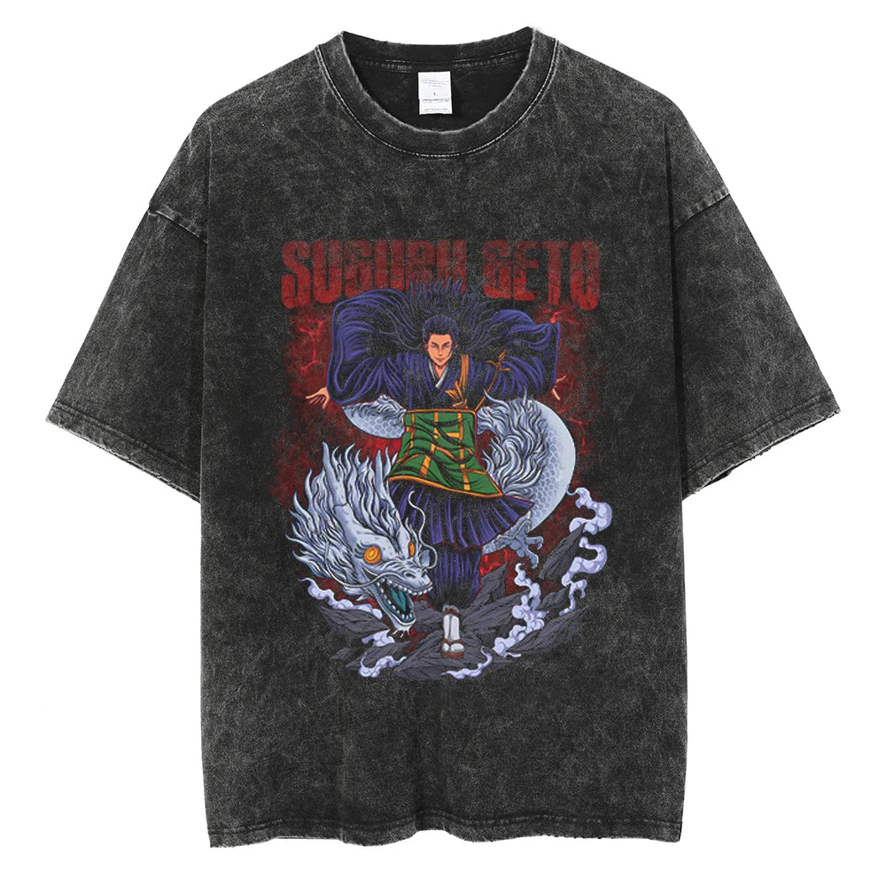 Jujutsu Kaisen Geto Cursed Spirit Commander Oversized Vintage T-Shirt