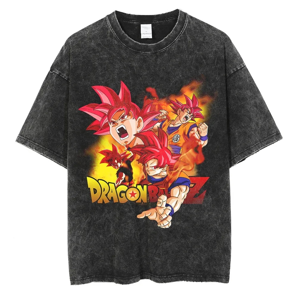 Dragon Ball Red Power Oversized Vintage T-Shirt