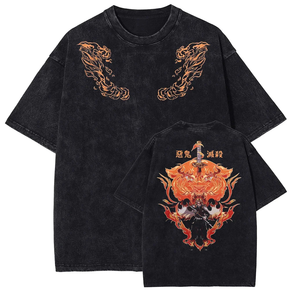 Demon Slayer Rengoku's Flames Oversized Vintage Shirt