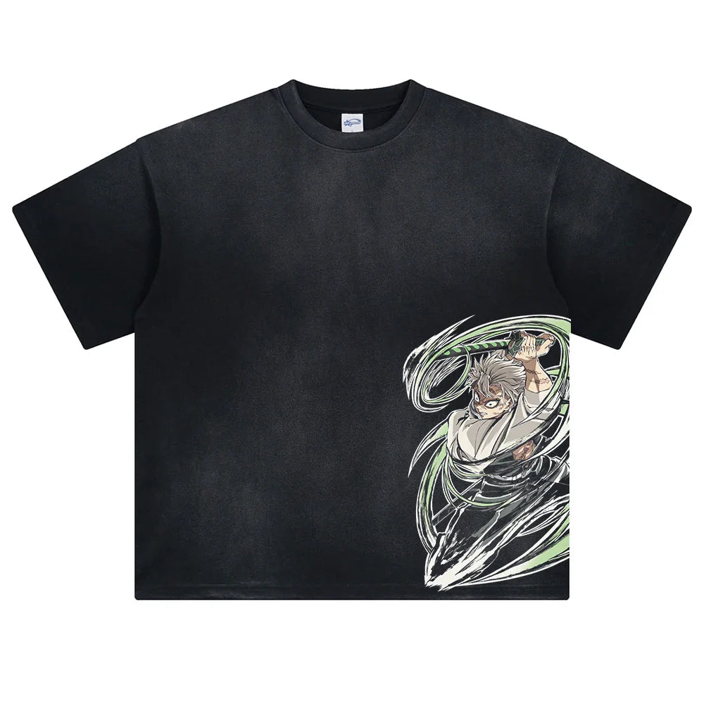 Demon Slayer Sanemi's Wind Oversized Vintage T-Shirt