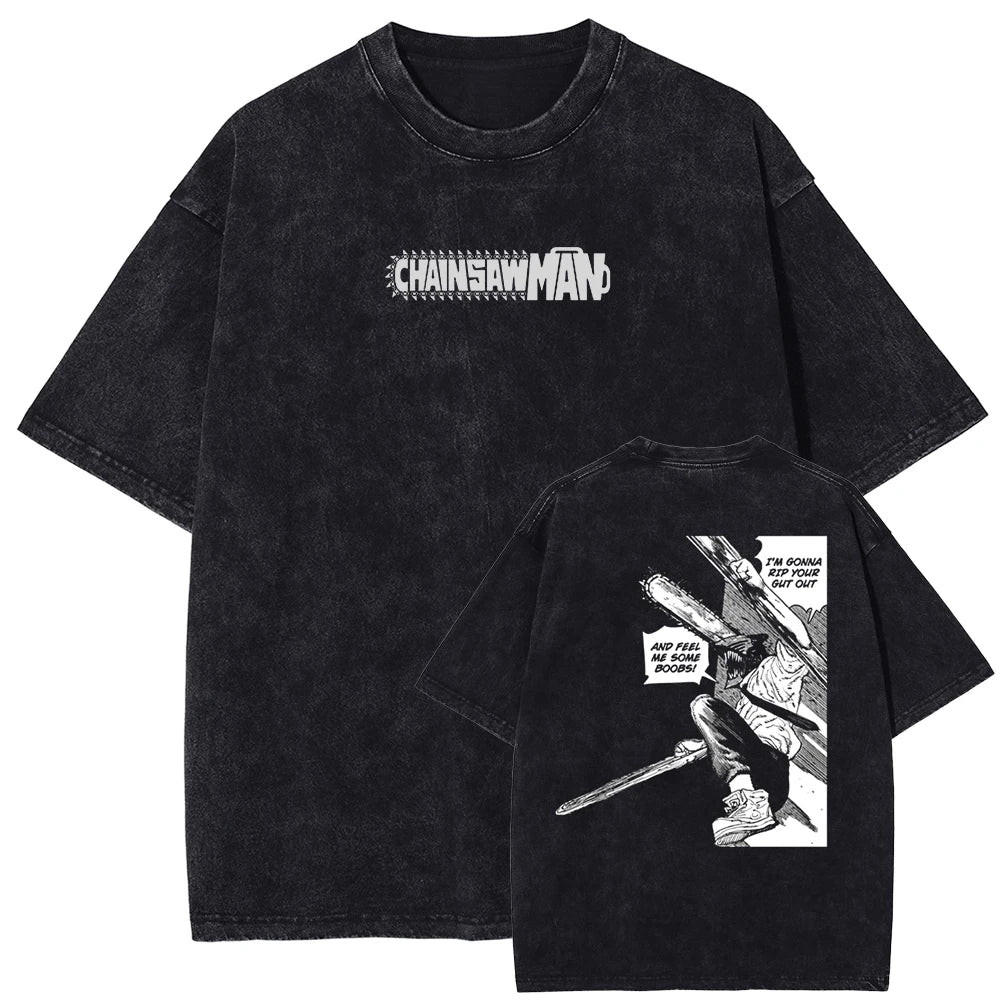 Chainsaw Man Denji's Threat Oversized Vintage Shirt
