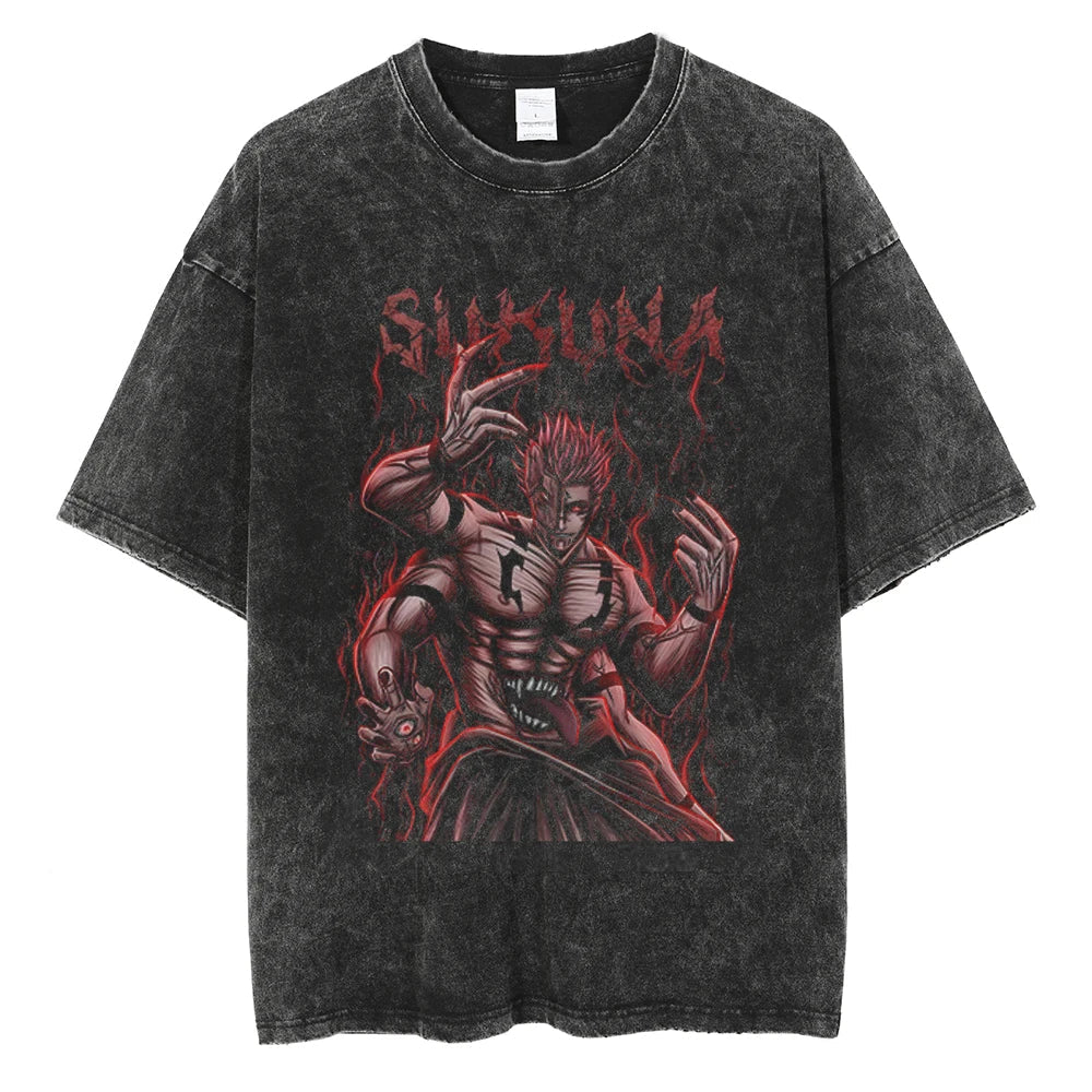 Jujutsu Kaisen Sukuna Fearsome Curse King Oversized Vintage T-Shirt