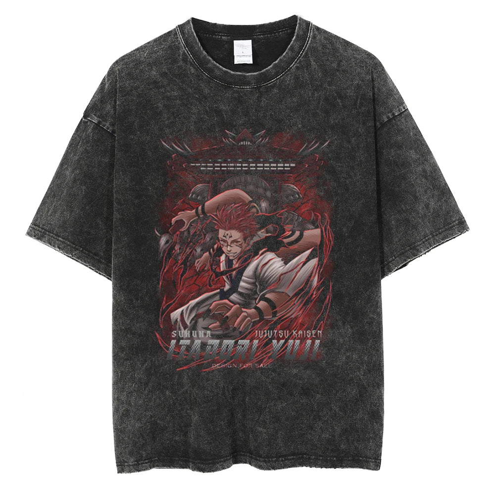 Jujutsu Kaisen Sukuna Throne of Destruction Oversized Vintage T-Shirt