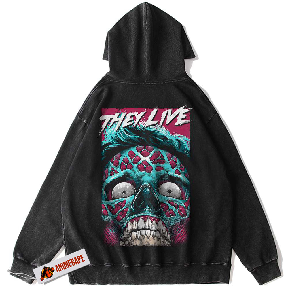 They Live Male Ghoul Vintage Horror Hoodie for Halloween