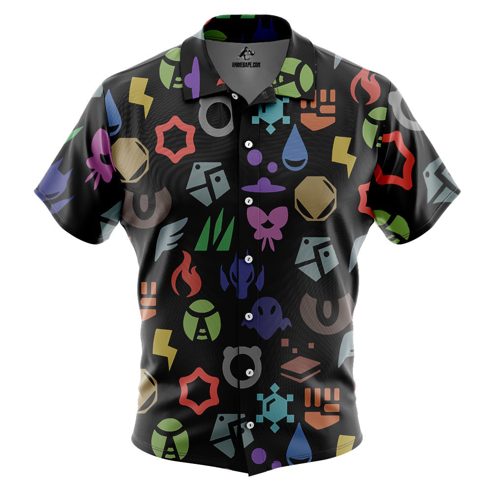 Pokemon Symbols Button Up Hawaiian Shirt