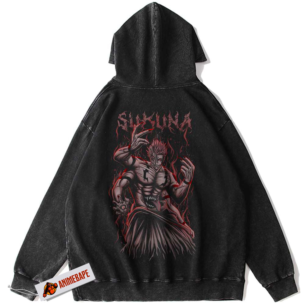 Sukuna Vintage Hoodie, Jujutsu Kaisen Anime Hoodie for Fans