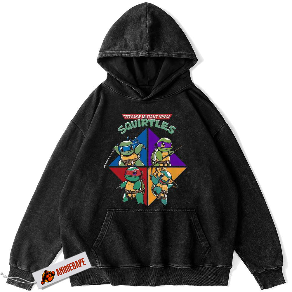 TMNT Squirtle Pokemon Anime Vintage Hoodie for Fans