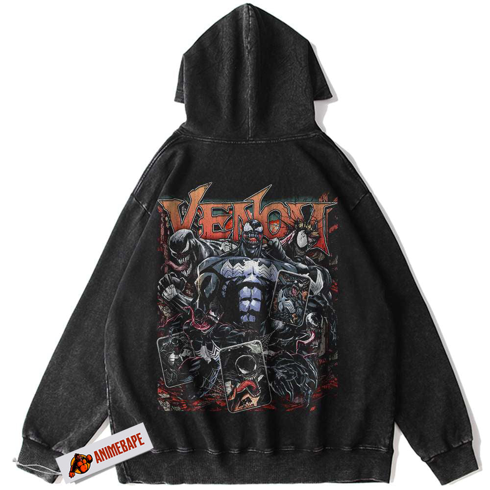 Vintage Venom Hoodie for Men, Marvel Comics Pullover Hoodie