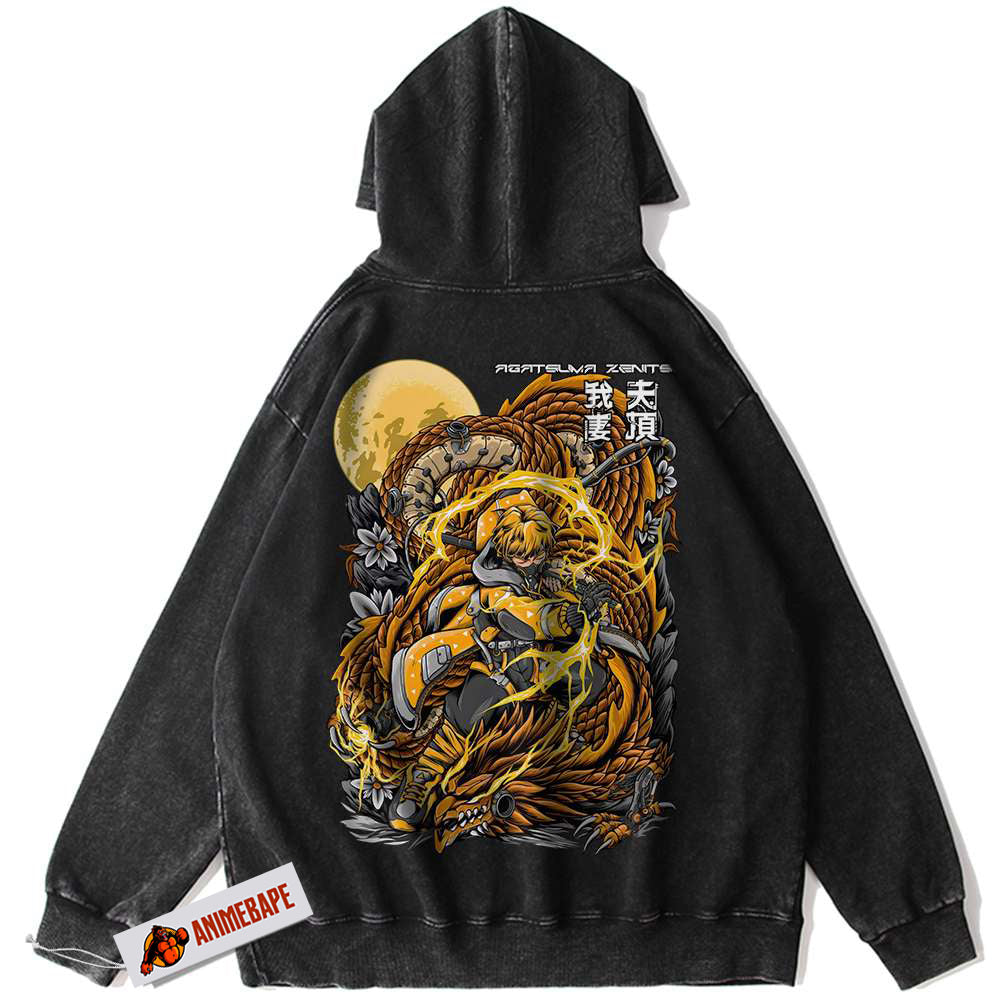 Zenitsu Agatsuma Demon Slayer Vintage Anime Hoodie for Men